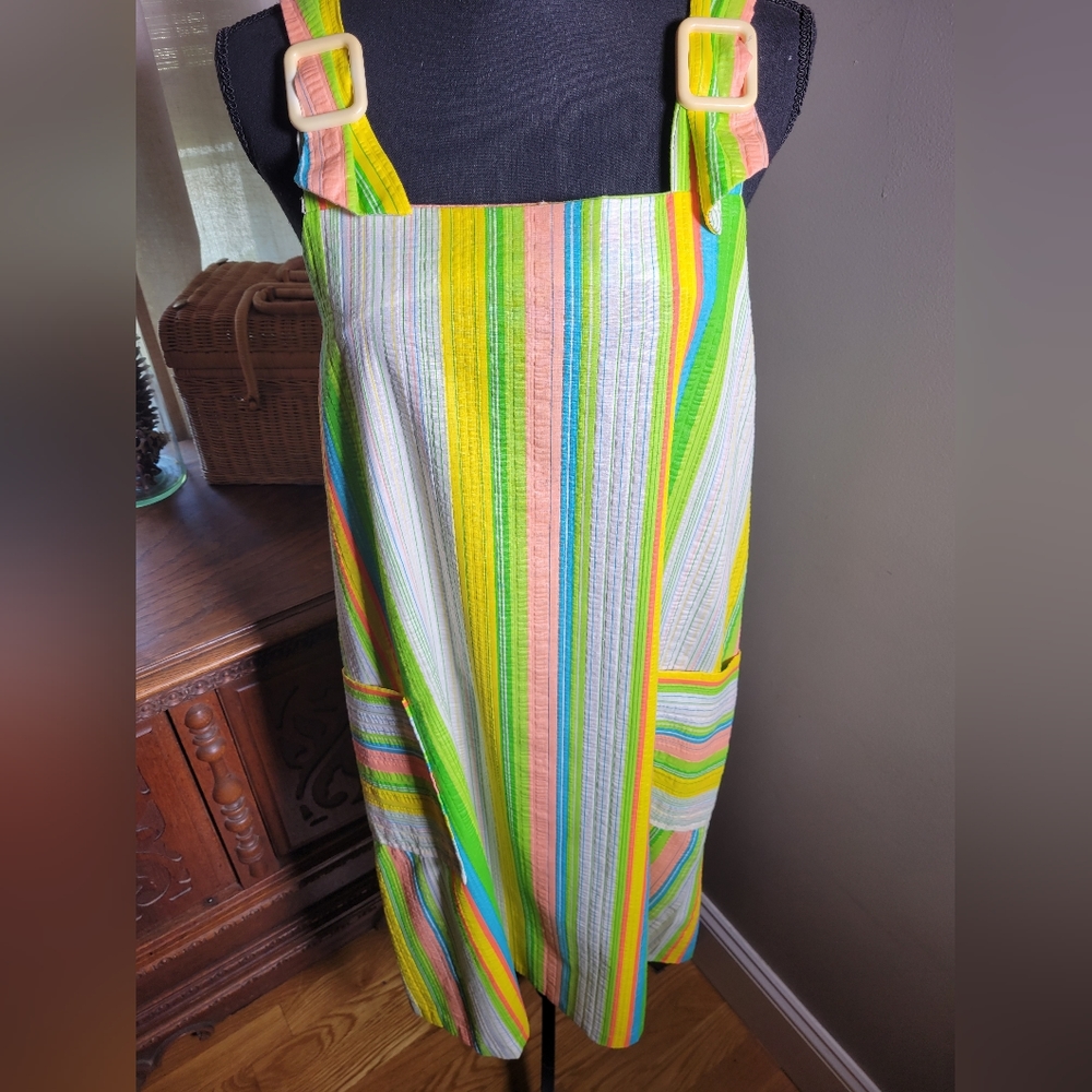 VINTAGE 70'S COLORFUL MIDI STRIPED CIRCUS TENT DRESS